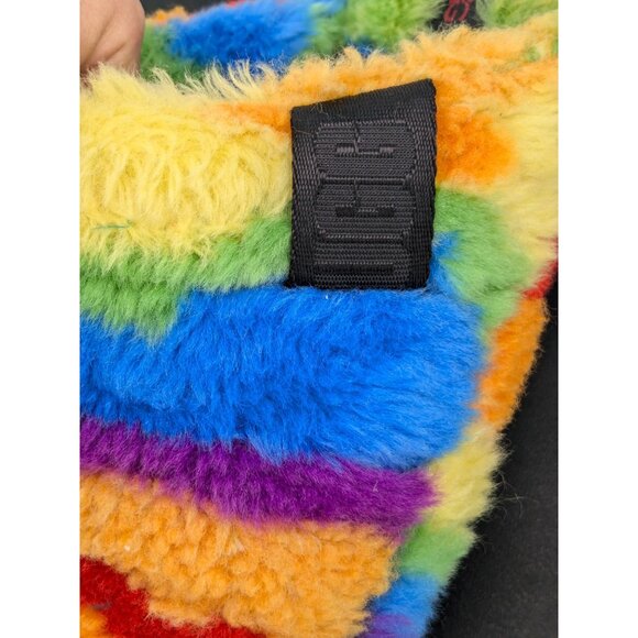 Ugg Fluff You Cali Collage Slippers Adult Size 11 Slip-On Rainbow Pride Colorful - Picture 10 of 11